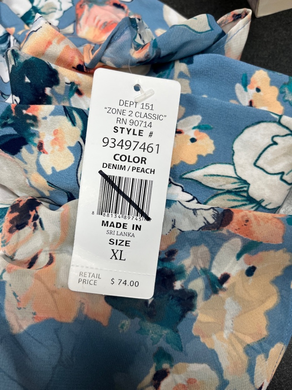 MSK Dusty Blue Floral Scoop Neck Tunic Dress - Picture 9 of 9
